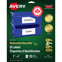 Avery White Laser/Inkjet Removable Multipurpose Labels, 2" x 4", 120 Pack (06468)-Removable, Rectangular label