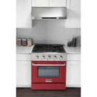 Kucht 30" KDF Series Pro Style Natural Gas Dual Fuel Range - Stainless Steel/Red-Heavy-duty cast-iron grates allow cookware to slide smoothly between burners without lifting