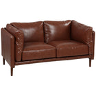 HOMCOM 59" PU Leather Loveseat Sofa with Wide Seat - Brown-47.2" wide and 22" deep seat offers room for two and exceptional comfort  