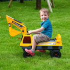 Qaba Kids Ride-On Excavator and Digger Truck - Yellow-2 in 1 design, digging bucket and grab bucket can be interchanged so that children have a different experience 
