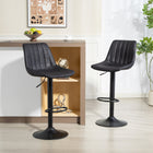 HOMCOM Adjustable Leathaire Swivel Bar Stools with Back - Black - 2 Pack-Foam-filled seats upholstered with a leathaire cloth
