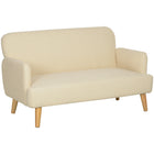 HOMCOM 2 Seater Sofa Couch with Thick Padding and Wood Legs - Cream White-Padded seat with armrests enhances comfort during long sittings