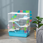 PawHut Hamster Cage 5-Level with Tunnel Tube System - Light Blue-Includes a hut on the perch, water bottle, food dish, ramps and exercise wheel