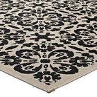 Modway Ariana Vintage Floral Trellis Indoor/Outdoor Area Rug - 5 ft W x 8 ft L - Black/Beige-Stain Resistant / Easy To Clean