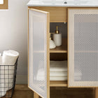 Modway Calla 24" Perforated Metal Bathroom Vanity - White/Oak-Ceramic Sink Basin