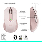 Logitech Signature M650 Wireless Mouse - Rose-25 month battery life: Work for up to 2 years on the single AA battery that comes with your multi-device mouse