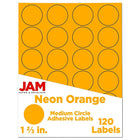 JAM Paper Round Circle Label Sticker Seals, 1 2/3" Diameter, Neon Orange, 120 Pack-Circle Labels