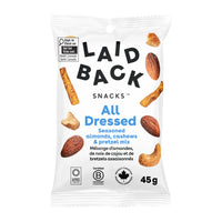 Laid Back Snacks All Dressed Seasoned Almonds, Cashews & Pretzel Mix - 45g - 20 Pack-Dry roasted tree nuts exclusively