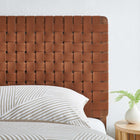 Modway Sparta Weave Vegan Leather Twin Headboard - Walnut Brown-Vegan Leather Basketweave