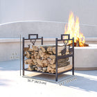 Outsunny Firewood Rack Outdoor - Heavy Duty Log Stand with Handles - Black-Integrated solid base tray contains wood debris, keeping your floors clean and tidy