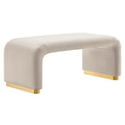 Modway Koda Performance Velvet Waterfall Ottoman - Brass/Almond-Performance Velvet Upholstery