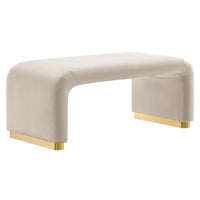 Modway Koda Performance Velvet Waterfall Ottoman - Brass/Almond-Performance Velvet Upholstery