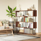 HOMCOM 5-Tiers Wooden Bookcase for Living Room - Walnut-Construction en panneau de bois légère mais stable, facile à déplacer 