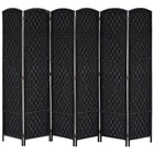 HOMCOM 6 Panels Hand-Woven Freestanding Room Divider for Home Office - Black-Great for creating a personal space or dividing up large rooms
