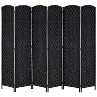 HOMCOM 6 Panels Hand-Woven Freestanding Room Divider for Home Office - Black-Great for creating a personal space or dividing up large rooms
