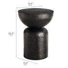 Modway Mella Metal Hammered Side Table - Black-Hammered Texture
