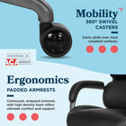 La-Z-Boy Aberdeen Ergonomic Bonded Leather Swivel Executive Office Chair - Black-Casters are intended for use on carpet and are not recommended for use on tile or hardwood floors