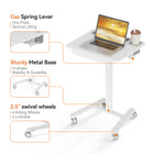 ShoppingAll Airlift Pneumatic Height Adjustable Sit-Stand Mobile Computer Cart - White-Desk height can be easily adjusted from 75cm-109cm / 29.5”-42.9” in one touch with the integrated pneumatic airlift system