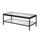 Hudson&Canal Alexis 45"W Rectangular Coffee Table - Blackened Bronze-Top has a weight capacity of 60 lbs, shelf can hold 40 lbs