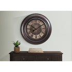 Monarch Specialties Clocks 30" Round Oversized Wall Clock - Brown -Classic, printed roman numeric markers with black metal hands for an easy to read analog display