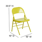 Flash Furniture HERCULES COLORBURST Series Twisted Citron Triple Braced & Double Hinged Metal Folding Chair-18 Gauge Steel Frame
