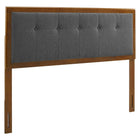 Modway Draper Tufted Fabric and Wood Full Headboard - Walnut Charcoal-Upholstered Full Headboard