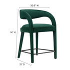 Modway Pinnacle Performance Velvet Counter Stool - Green Black - Set of 2-Stain-Resistant Performance Velvet Upholstery
