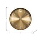 Monarch Specialties 9112 12" Round Wall Clock - Gold Face/Gold Frame-Equipped with quartz movement, this non-ticking analog clock with an easy to read display ensures accurate timekeeping without the distraction of ticking sounds