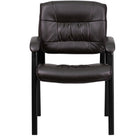 Flash Furniture Leather Executive Side Reception Chair with Black Metal Frame - Brown-Guest Chair
