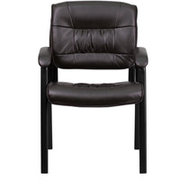 Flash Furniture Leather Executive Side Reception Chair with Black Metal Frame - Brown-Guest Chair