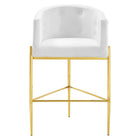 Modway Savour Tufted Performance Velvet Bar Stool - White-Bar Stool Weight Capacity: 300 lb