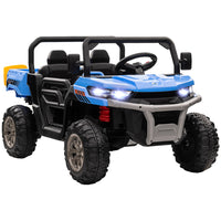 Aosom 12V Kids 2-Seater Ride-On UTV - Blue-Two-seater design for sharing driving pleasure with friends 