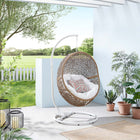 Modway Encase Outdoor Patio Rattan Swing Chair - Cappuccino White-Synthetic Rattan Weave