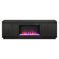 Hudson&Canal Presque TV Stand with 26" Crystal Fireplace for TV's up to 75" - Black Grain-A contemporary design accommodates TVs up to 75" for your entertaining space