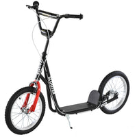 Aosom Youth Street Kick Scooter with 16'' Inflatable Wheel Dual Brakes - Black-Help your sweetie improve their sense of balance and build up strength 