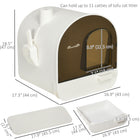 PawHut Cat Litter Box with Lid, Removable Tray, Scoop and Filter - White-Scoop attaches to the side 