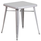 Flash Furniture Commercial Grade 23.75" Square Silver Metal Indoor-Outdoor Table-Metal Cafe Table