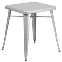 Flash Furniture Commercial Grade 23.75" Square Silver Metal Indoor-Outdoor Table-Metal Cafe Table