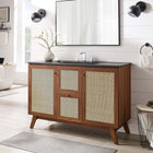 Modway Soma 48" Single Sink Bathroom Vanity - Walnut/Black-Metal Doorknobs