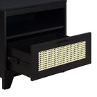 Manhattan Comfort Sheridan 21.63" Mid-Century Modern Nightstand 2-Piece Set - Black-Lifted Framed Solid Wood Legs for Fashion and Durability