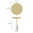 Modway Lyric Round Side Table - White Brass-White Marble