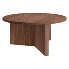 Hudson&Canal Anders 36"W Round Coffee Table - Satin Walnut-A contemporary Scandinavian design for your living room, den, and more