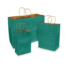 Eddie's 100% Recycled Kraft Shopper Paper Bag - 16" L x 6" W x 12" D - Aqua Teal - 100 Pack-100% recycled with at least 95% post-consumer fibres.