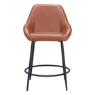 Zuo Vila Counter Stool - Brown - Set of 2-Plush and durable faux leather fabric