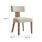 Modway Nalani Fabric Upholstered Dining Chairs - Heathered Weave Ivory/Deep Brown - 2 Pack-Solid Wood Legs and Back Support