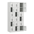 Ceha NH Series 6-Tier Commercial-grade Steel Locker with Front Vents and Standard Sash Lock - Bank of 3 - Light Grey-Name plate holder on door