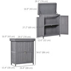 Outsunny Outdoor Wood Garden Tool Shed with Hinged Roof - Dark Grey-2-tier shelf provides lots of space for storing and organising various garden tools and accessories 