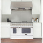 Kucht 48" KNG Series Pro Style Propane Gas Range - Stainless Steel/White-Heavy-duty cast-iron cooking grates withstand intense heat and allow cookware to move between burners without lifting
