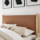 Modway Maven Queen Size Vegan Leather Upholstered Platform Bed - Tan Oak-Upholstered Headboard and Footboard