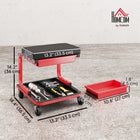 HOMCOM Mechanic Rolling Stool-Thickened steel frame resists deformation, ensuring durability and stability

